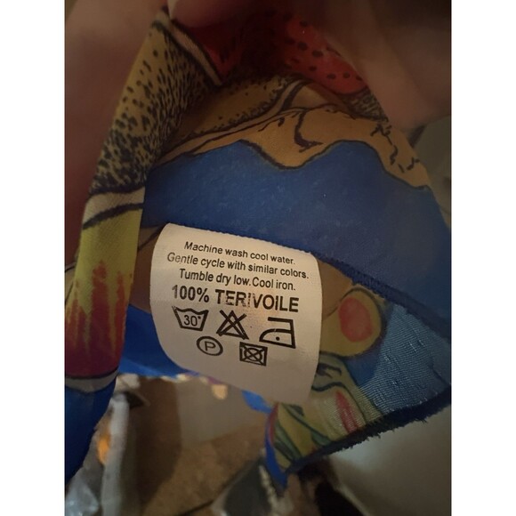 RIMA CARIBBEAN Scarf 100% Terivoile  44" X  71" Blue Tropical Unisex - Picture 8 of 8